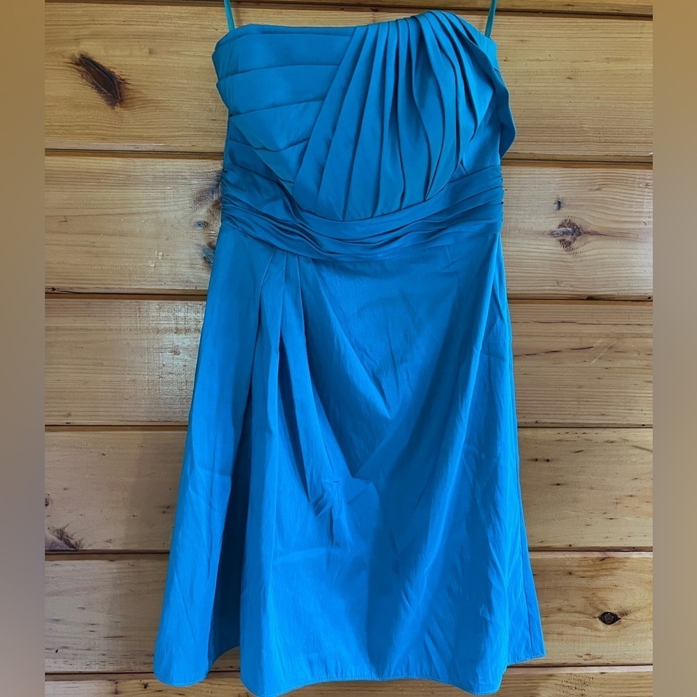 Andrew Adela Strapless Bridesmaid turquoise Dress 14